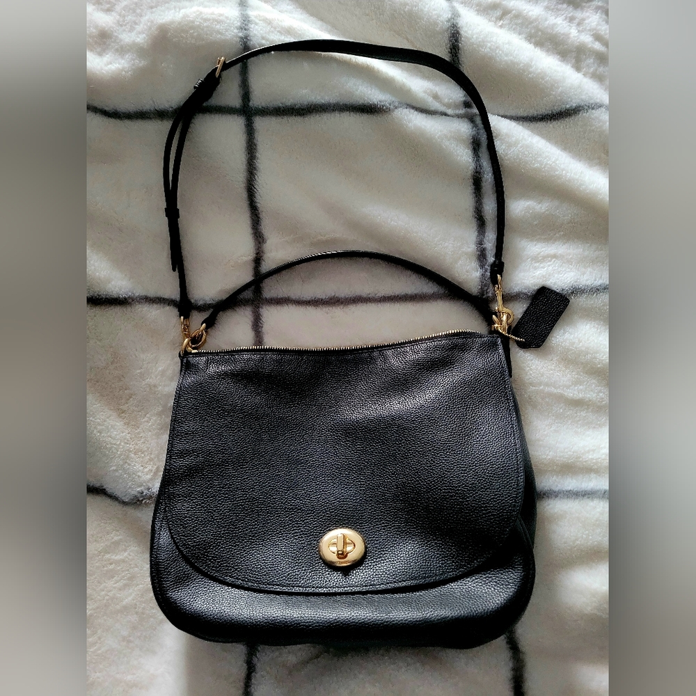 Coach Turnlock Leather Hobo Handbag